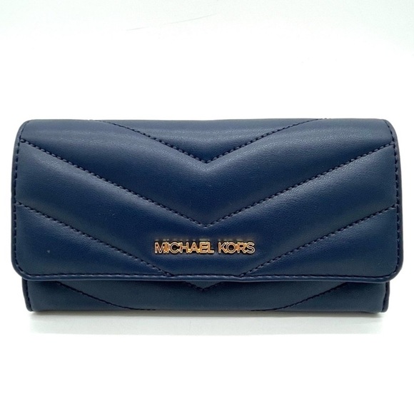 Michael Kors Large Trifold Wallet Navy Blue (NWT) - Picture 2 of 9